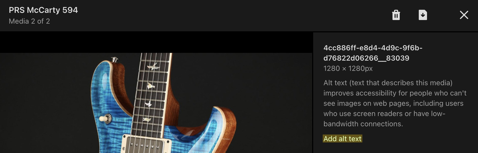 Adding alt text as part of Shopify SEO optimization of images.
