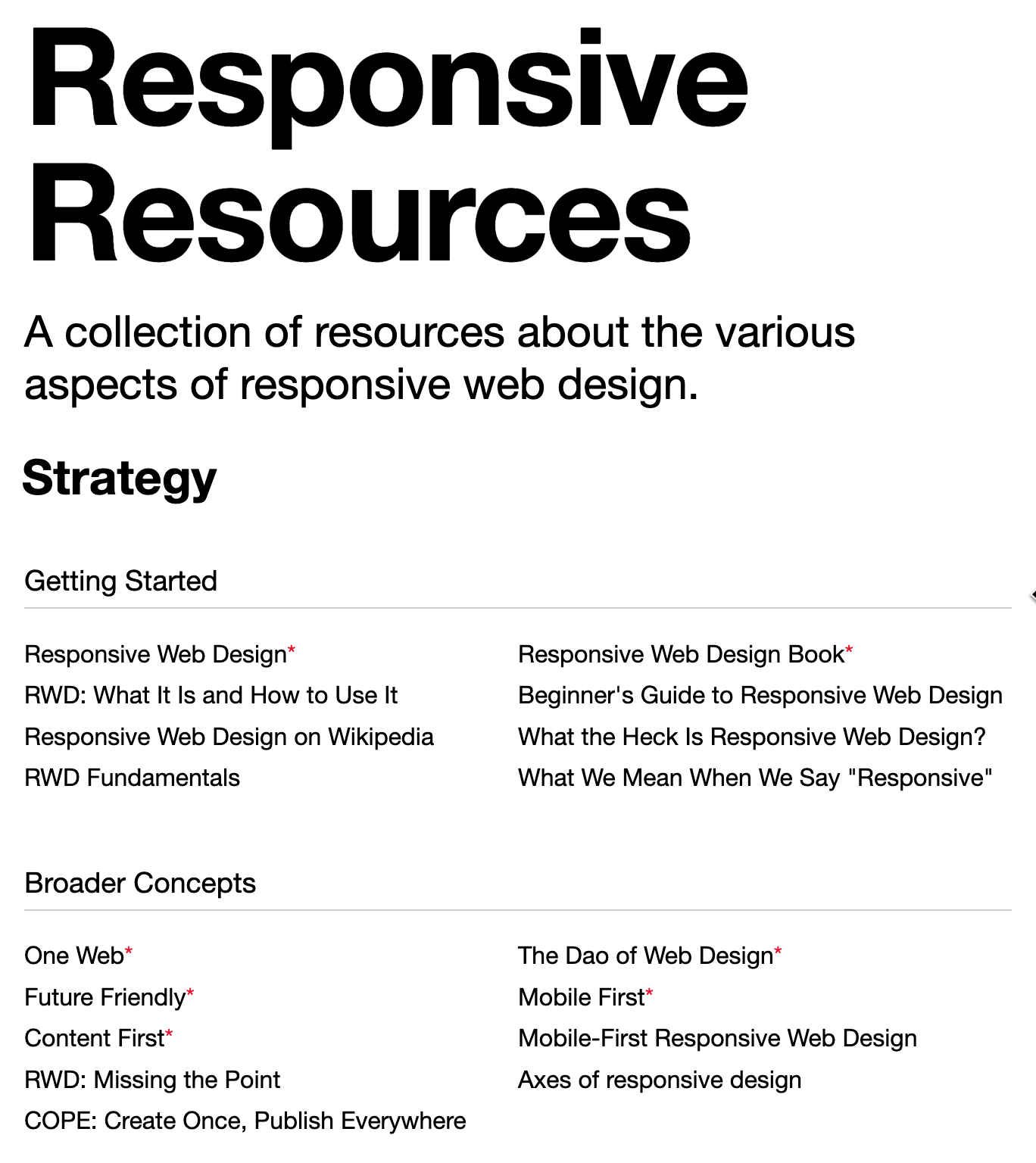 Example of a resource page