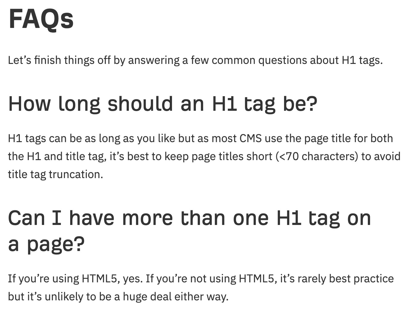 Example FAQ section