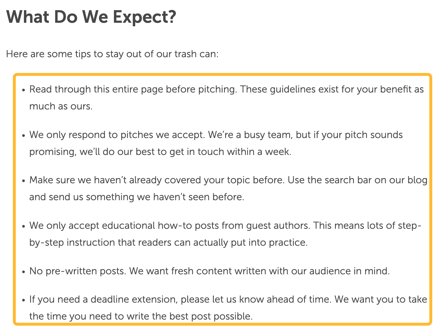 CoSchedule's guest post guidelines